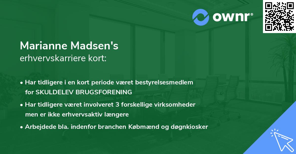 Marianne Madsen's erhvervskarriere kort