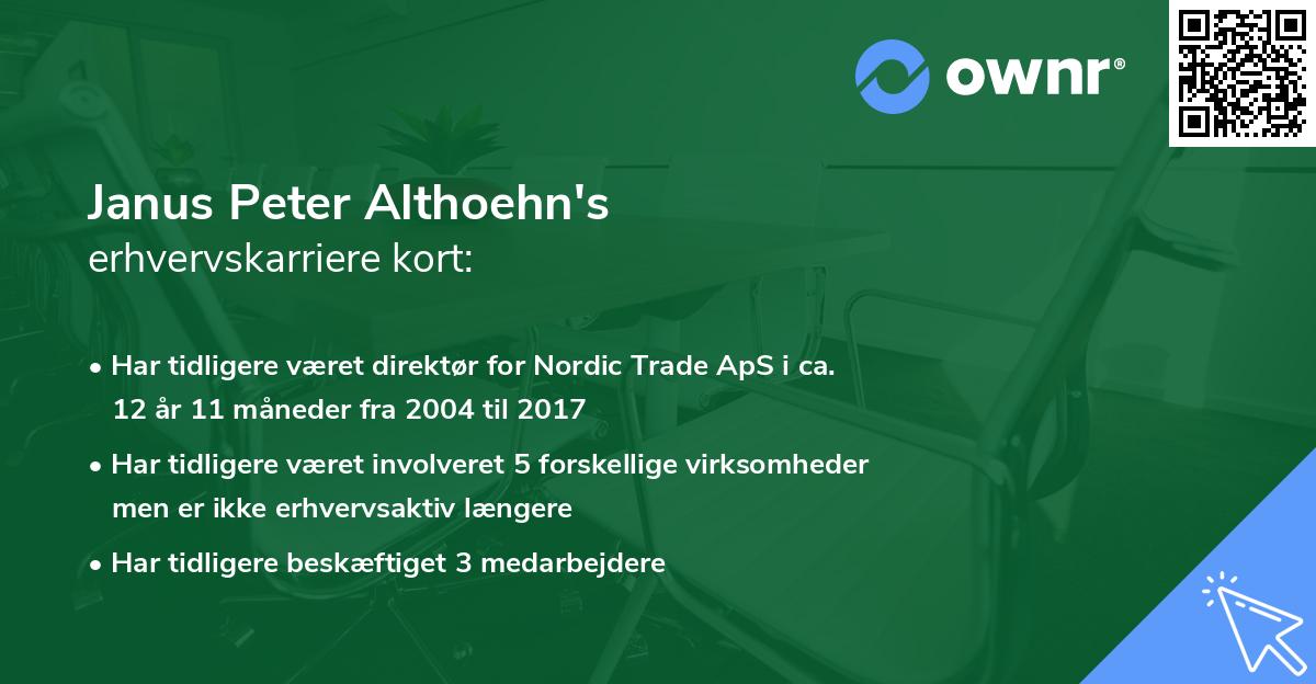 Janus Peter Althoehn's erhvervskarriere kort