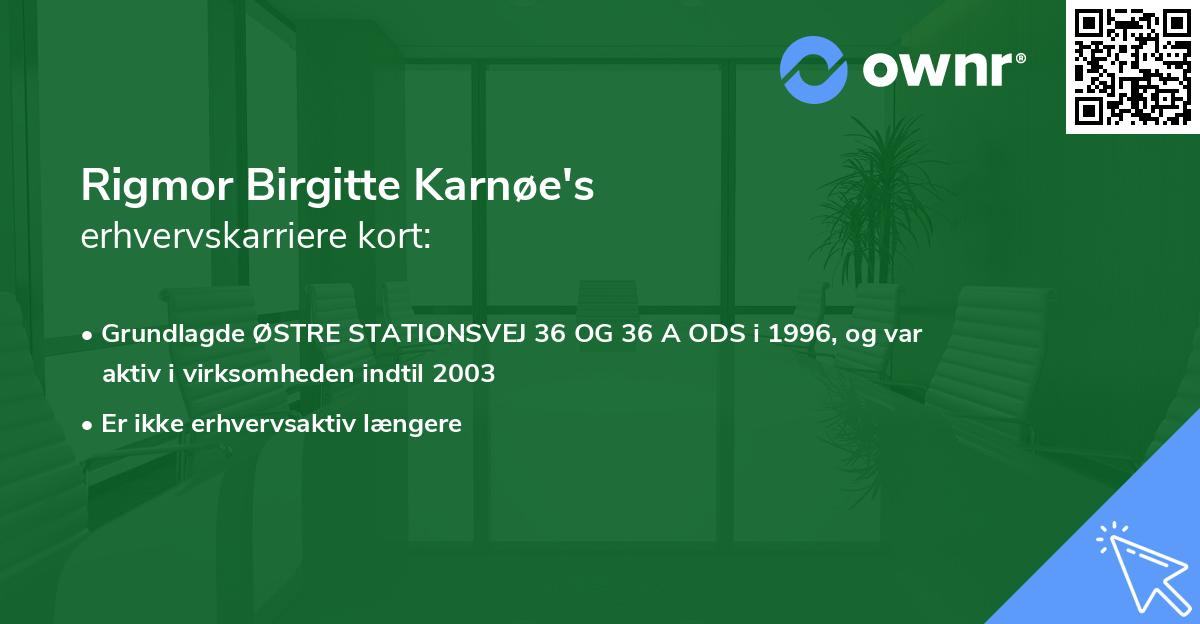 Rigmor Birgitte Karnøe's erhvervskarriere kort
