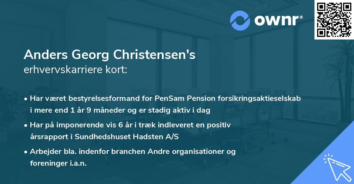 Anders Georg Christensen's erhvervskarriere kort