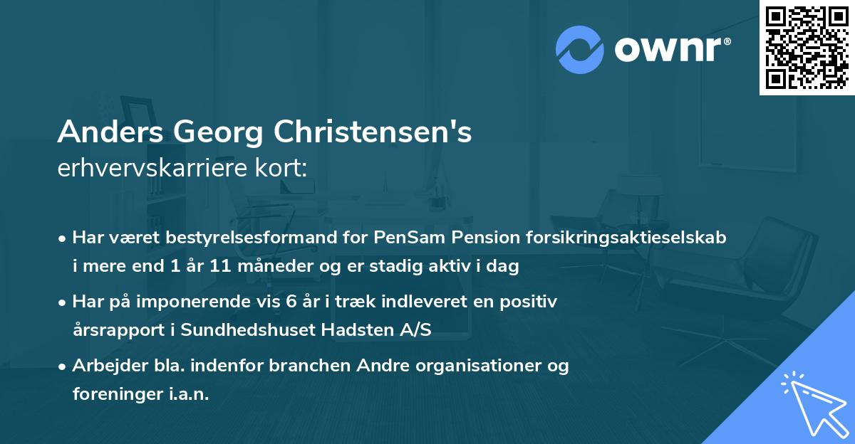 Anders Georg Christensen's erhvervskarriere kort