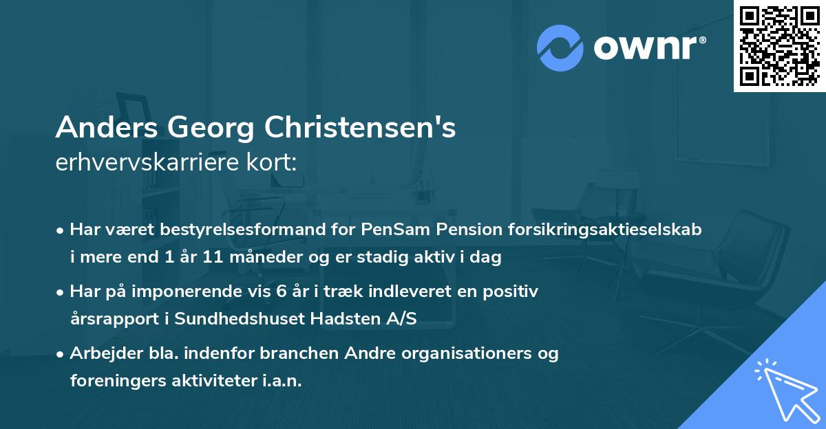 Anders Georg Christensen's erhvervskarriere kort