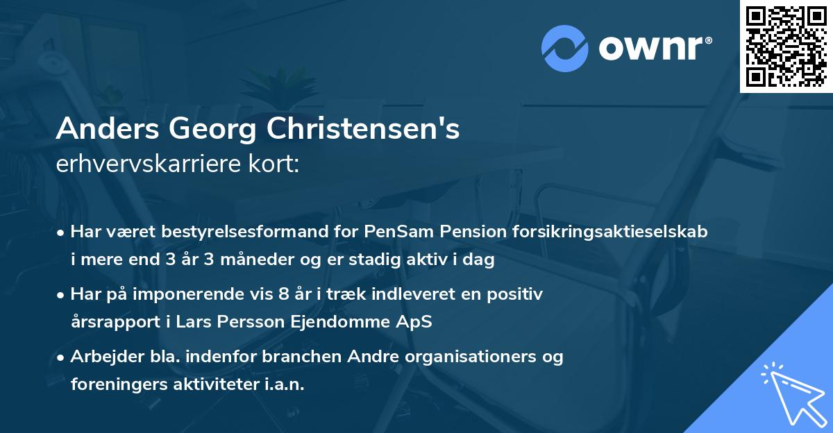 Anders Georg Christensen's erhvervskarriere kort
