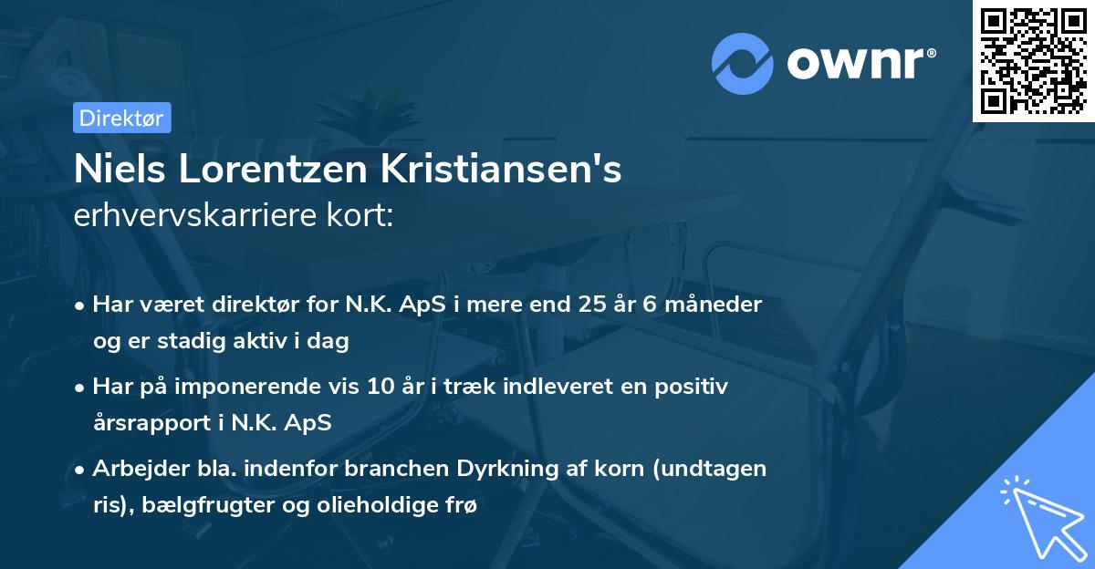 Niels Lorentzen Kristiansen's erhvervskarriere kort