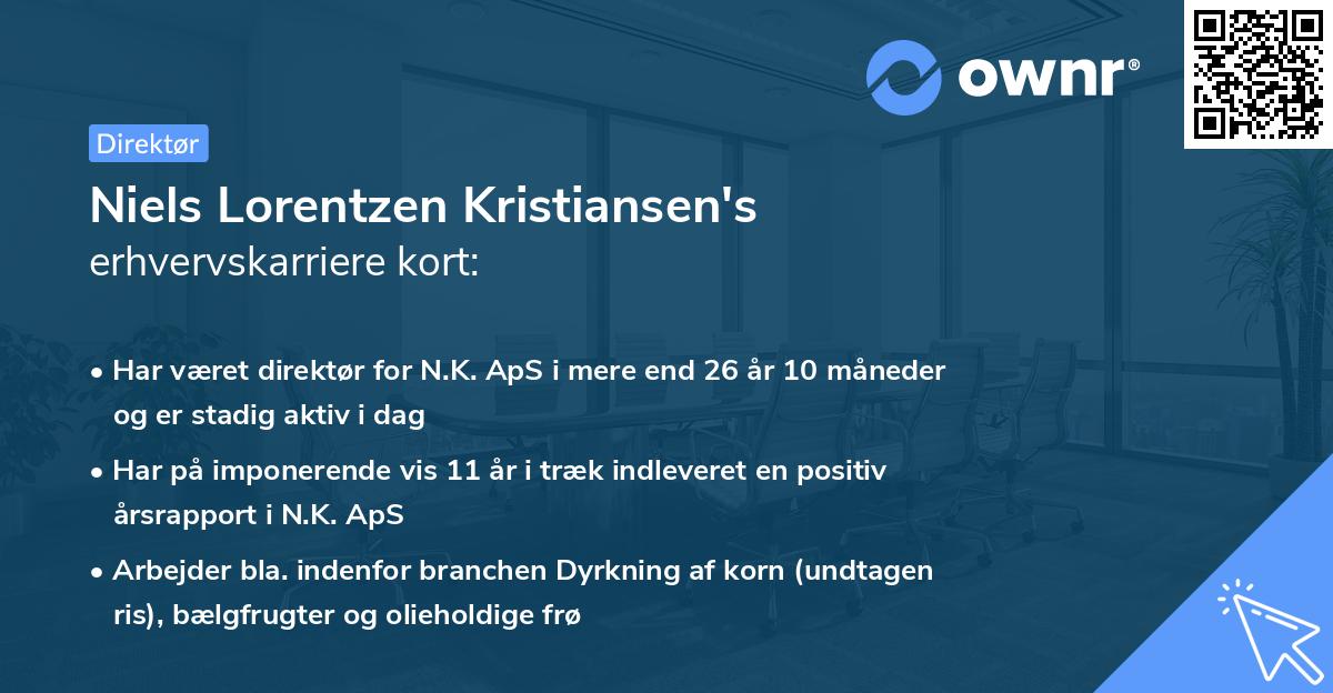 Niels Lorentzen Kristiansen's erhvervskarriere kort