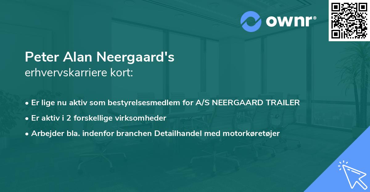 Peter Alan Neergaard's erhvervskarriere kort