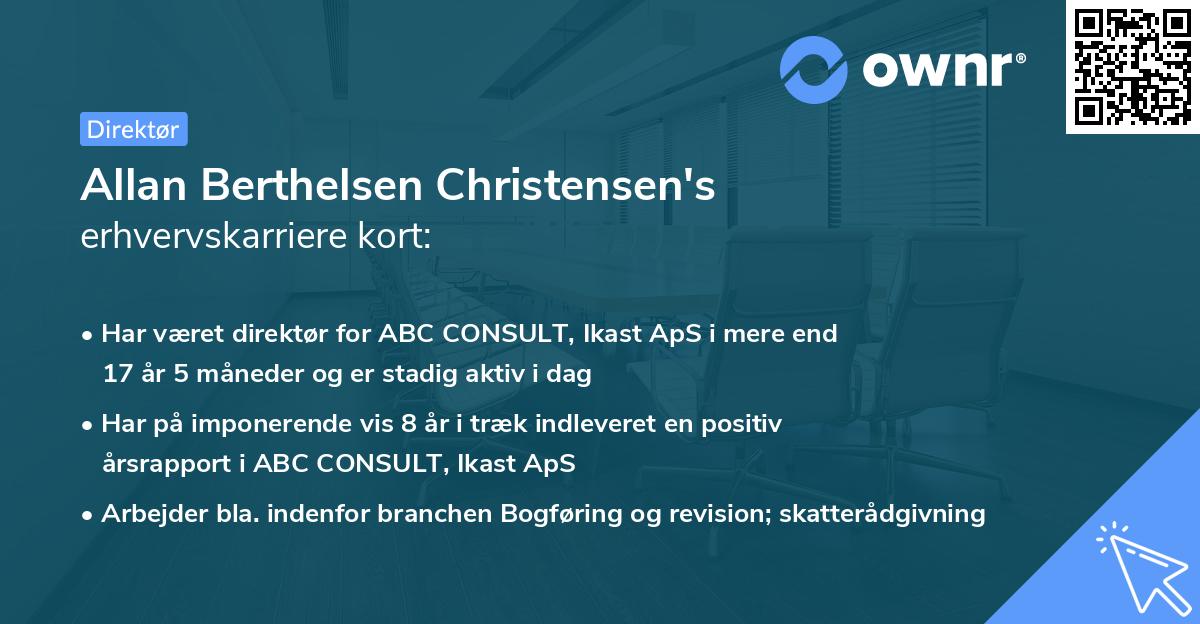 Allan Berthelsen Christensen's erhvervskarriere kort