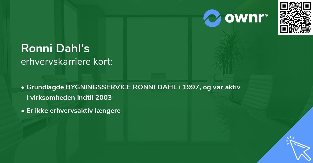 Ronni Dahl's erhvervskarriere kort