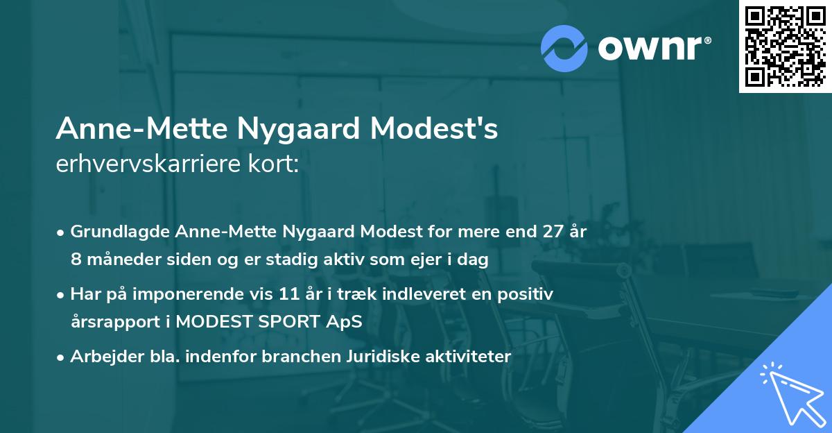 Anne-Mette Nygaard Modest's erhvervskarriere kort