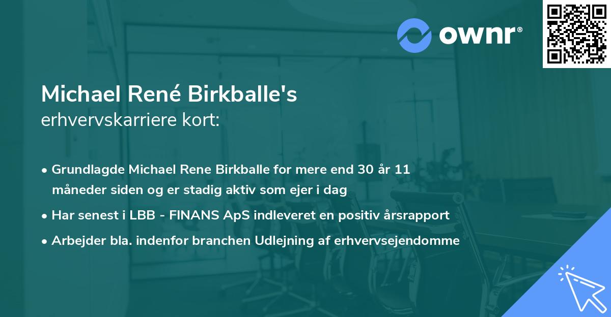 Michael René Birkballe's erhvervskarriere kort
