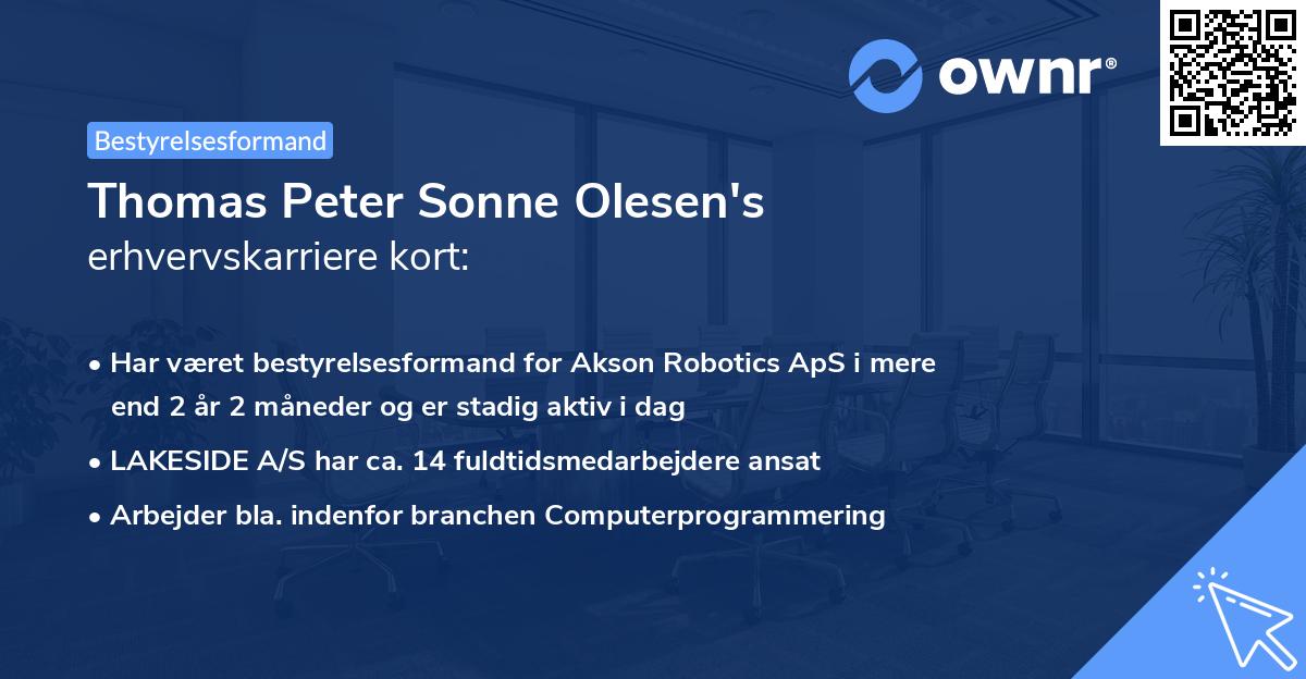 Thomas Peter Sonne Olesen's erhvervskarriere kort