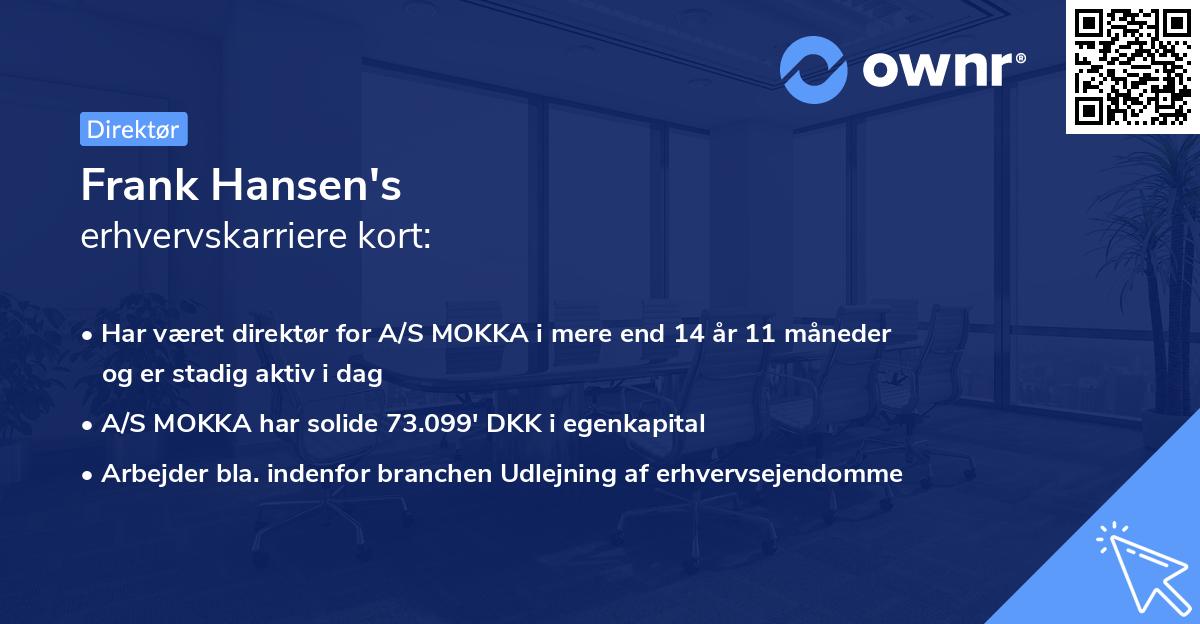 Frank Hansen's erhvervskarriere kort