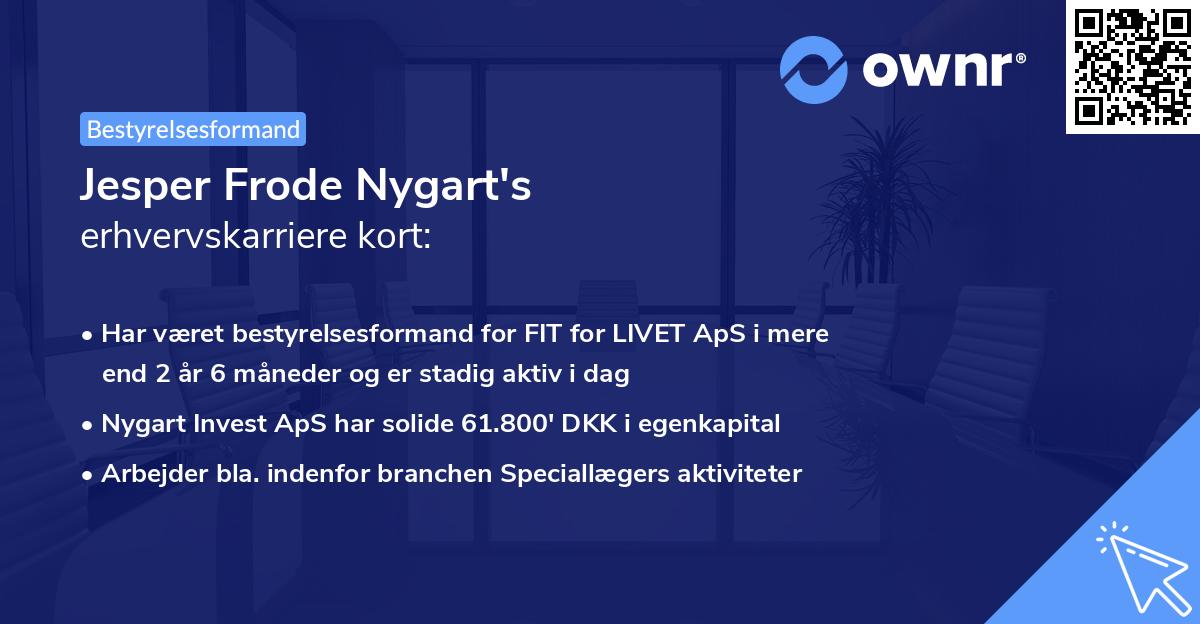 Jesper Frode Nygart's erhvervskarriere kort