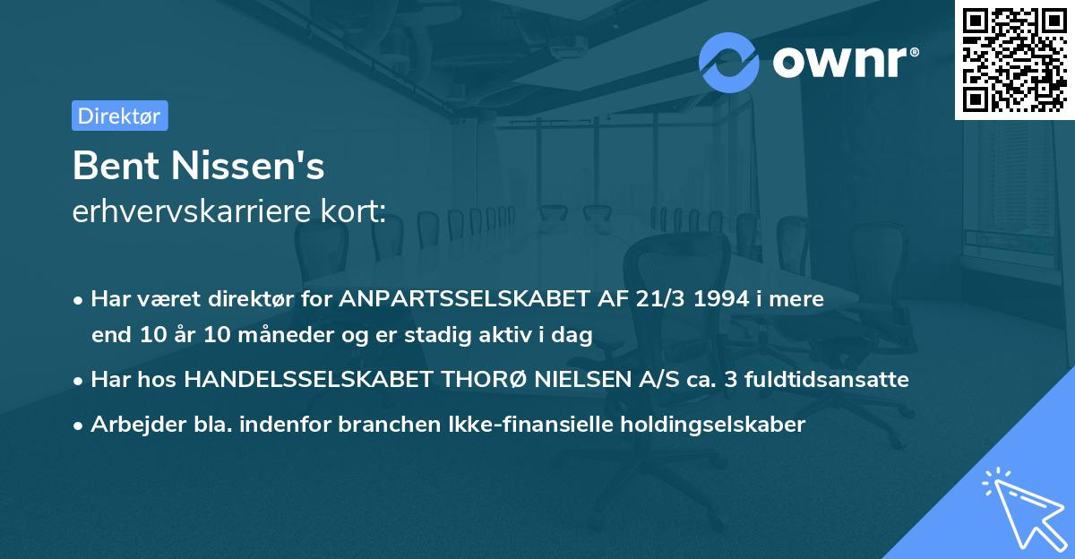 Bent Nissen's erhvervskarriere kort