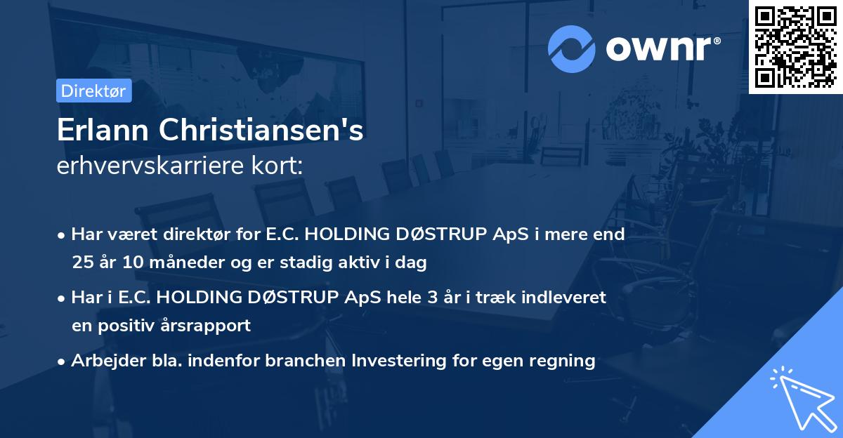 Erlann Christiansen's erhvervskarriere kort