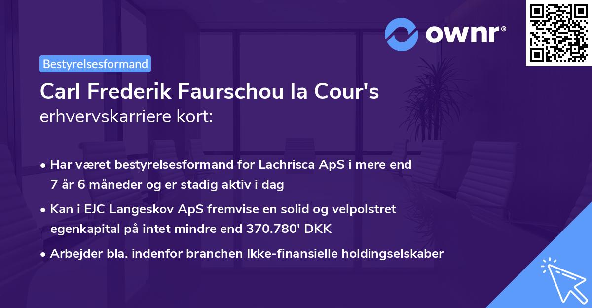 Carl Frederik Faurschou la Cour's erhvervskarriere kort