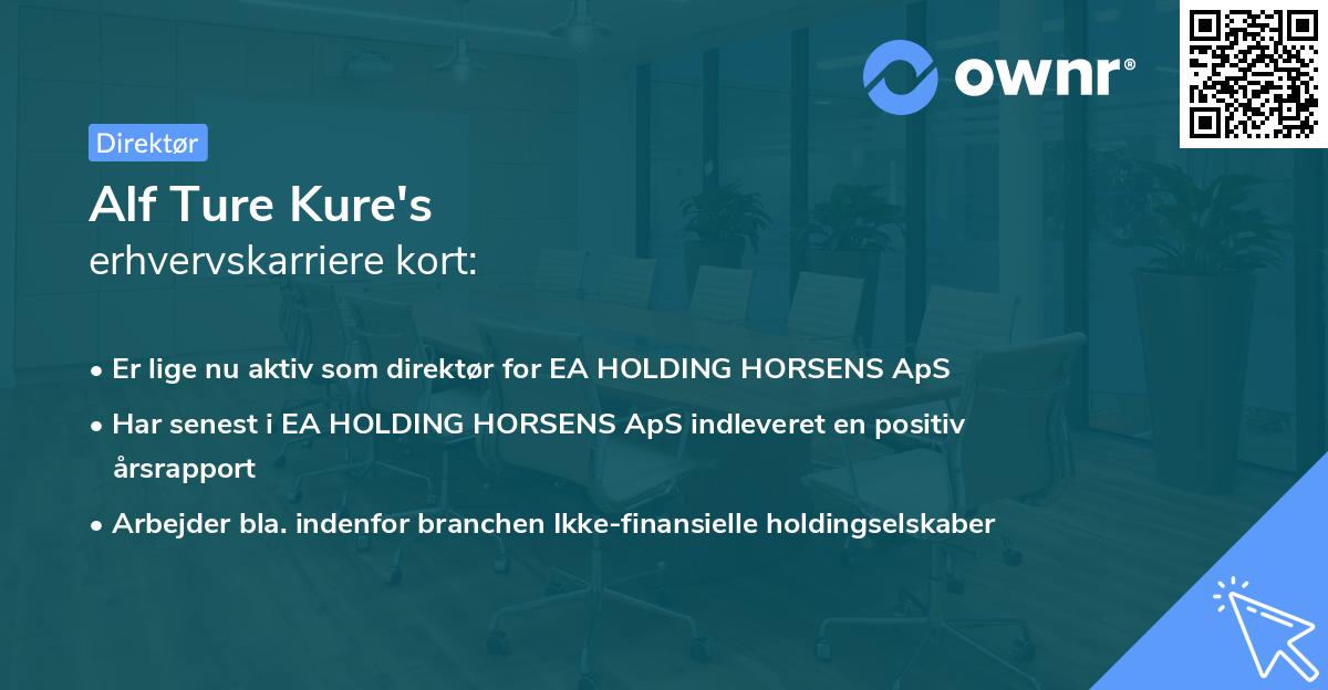 Alf Ture Kure's erhvervskarriere kort
