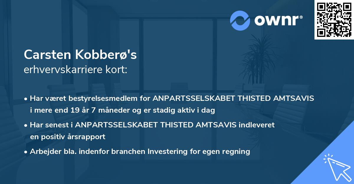 Carsten Kobberø's erhvervskarriere kort