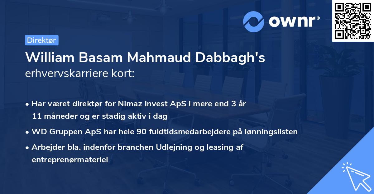 William Basam Mahmaud Dabbagh's erhvervskarriere kort