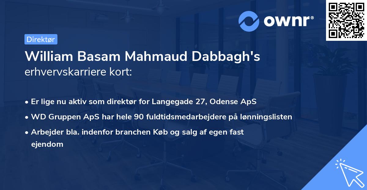 William Basam Mahmaud Dabbagh's erhvervskarriere kort