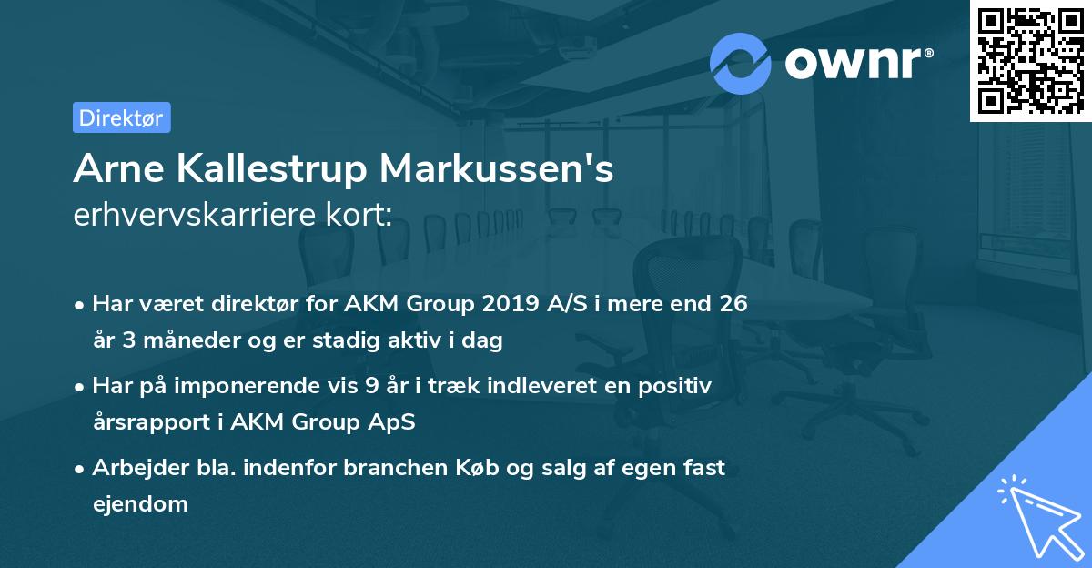 Arne Kallestrup Markussen's erhvervskarriere kort