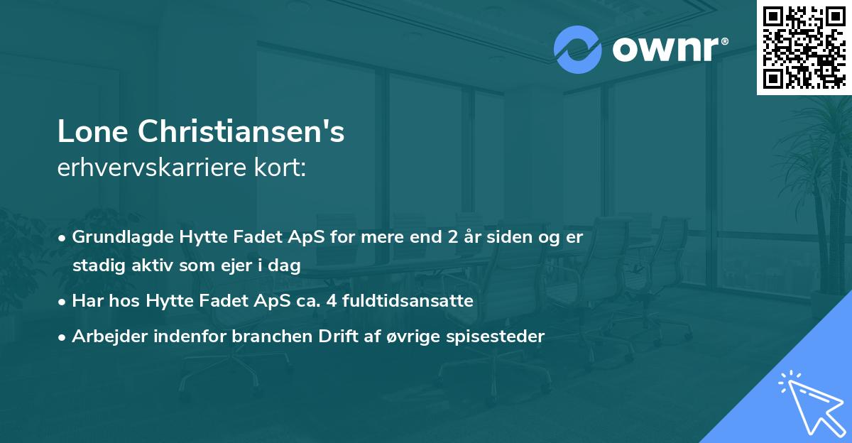 Lone Christiansen's erhvervskarriere kort