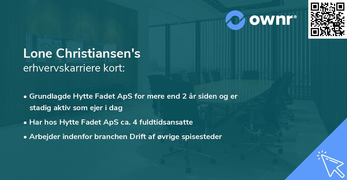 Lone Christiansen's erhvervskarriere kort