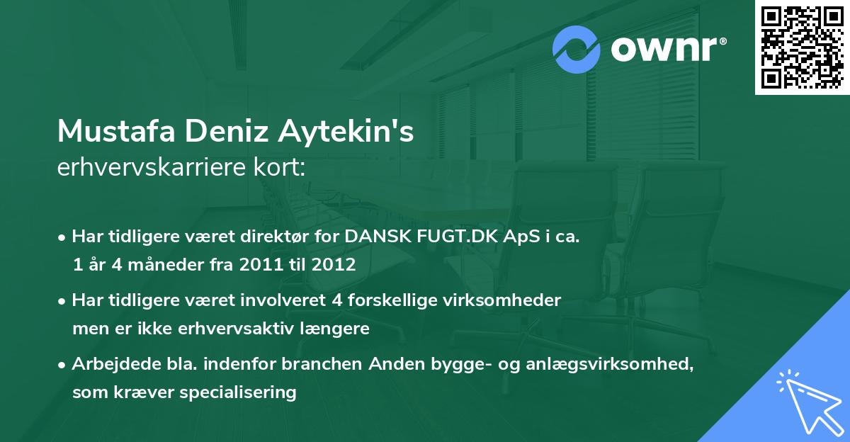 Mustafa Deniz Aytekin's erhvervskarriere kort