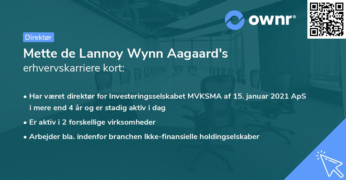 Mette de Lannoy Wynn Aagaard's erhvervskarriere kort