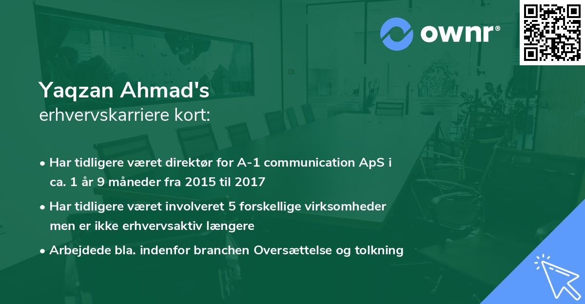 Yaqzan Ahmad's erhvervskarriere kort