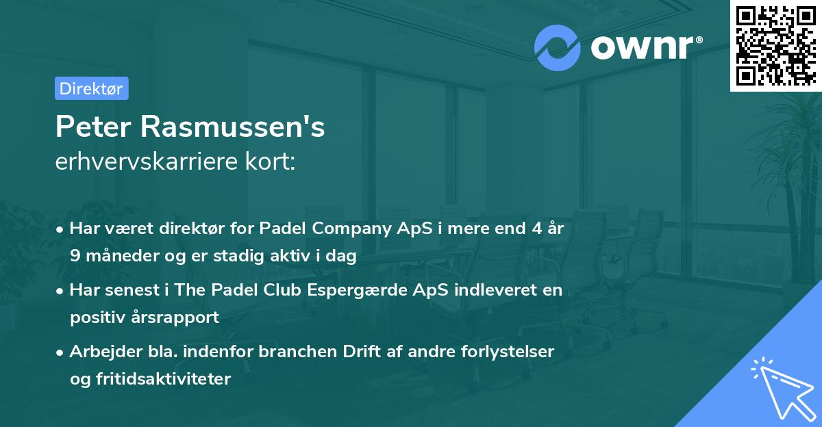 Peter Rasmussen's erhvervskarriere kort