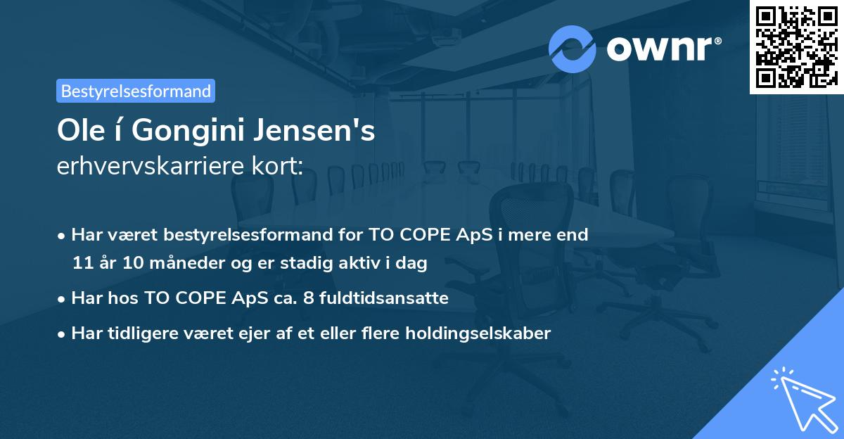 Ole í Gongini Jensen's erhvervskarriere kort