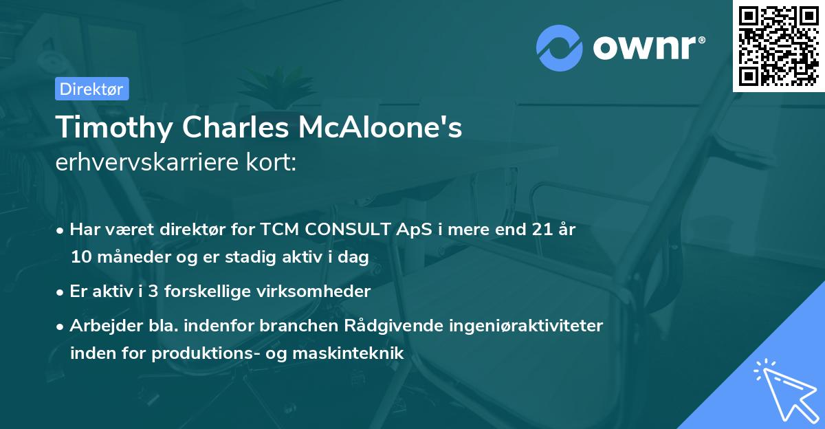 Timothy Charles McAloone's erhvervskarriere kort