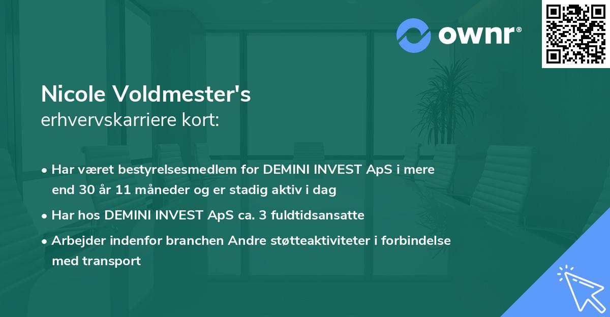 Nicole Voldmester's erhvervskarriere kort