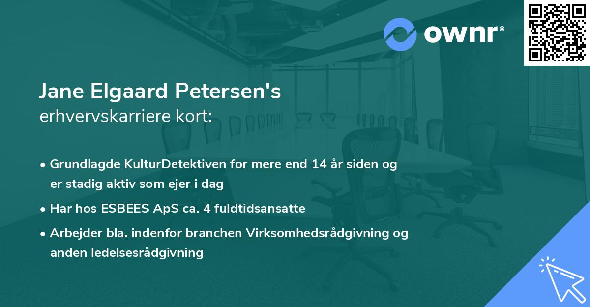 Jane Elgaard Petersen's erhvervskarriere kort