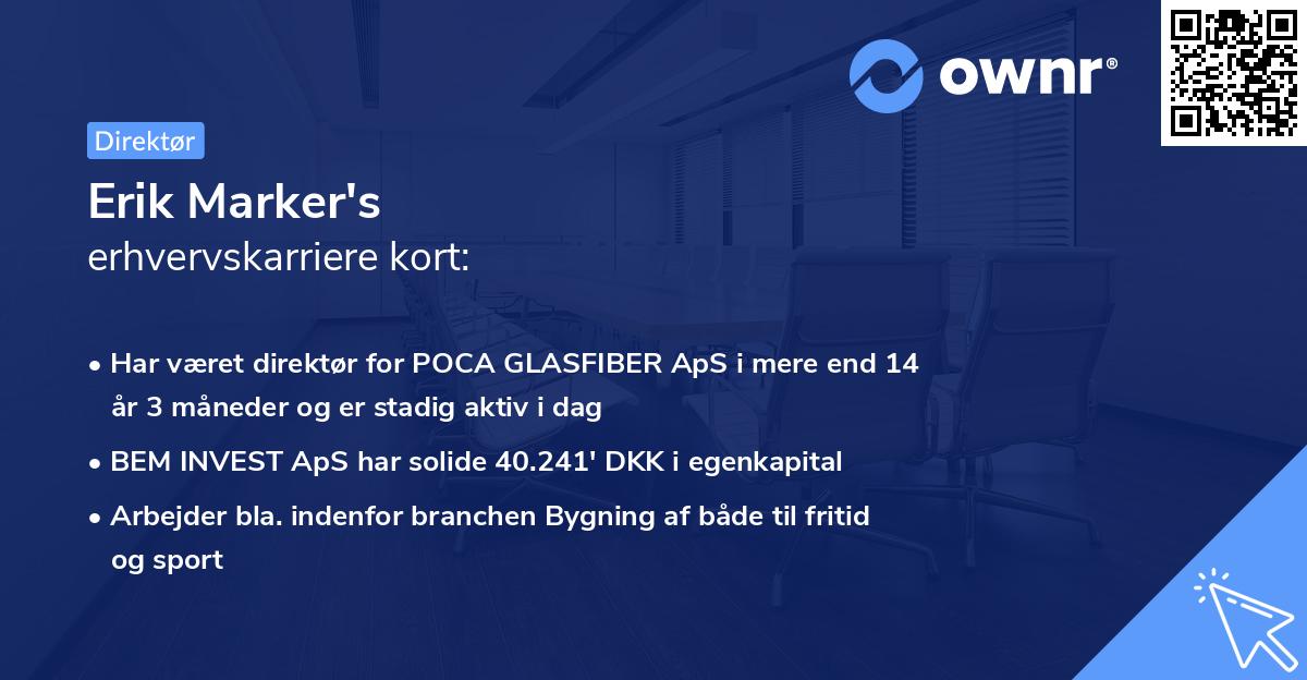 Erik Marker's erhvervskarriere kort