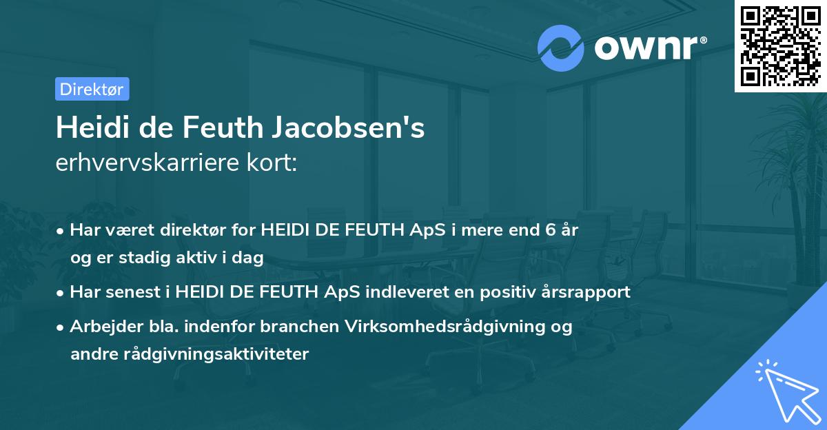 Heidi de Feuth Jacobsen's erhvervskarriere kort