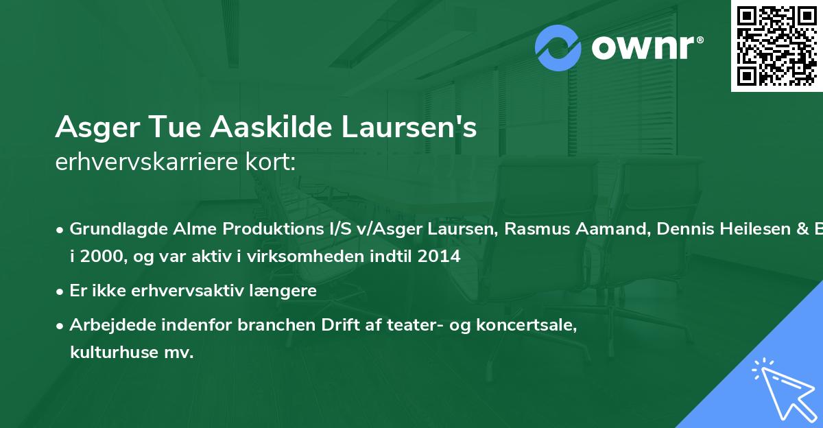 Asger Tue Aaskilde Laursen's erhvervskarriere kort