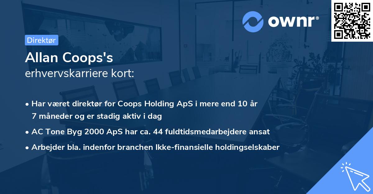 Allan Coops's erhvervskarriere kort