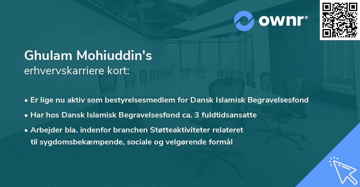 Ghulam Mohiuddin's erhvervskarriere kort