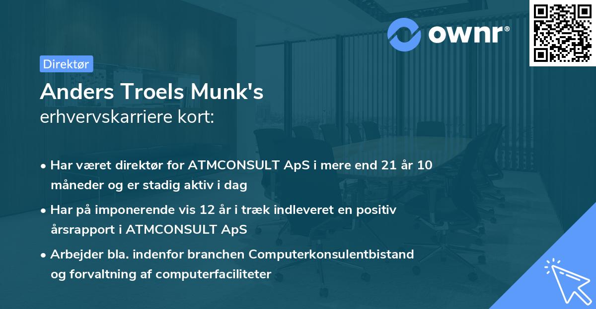 Anders Troels Munk's erhvervskarriere kort