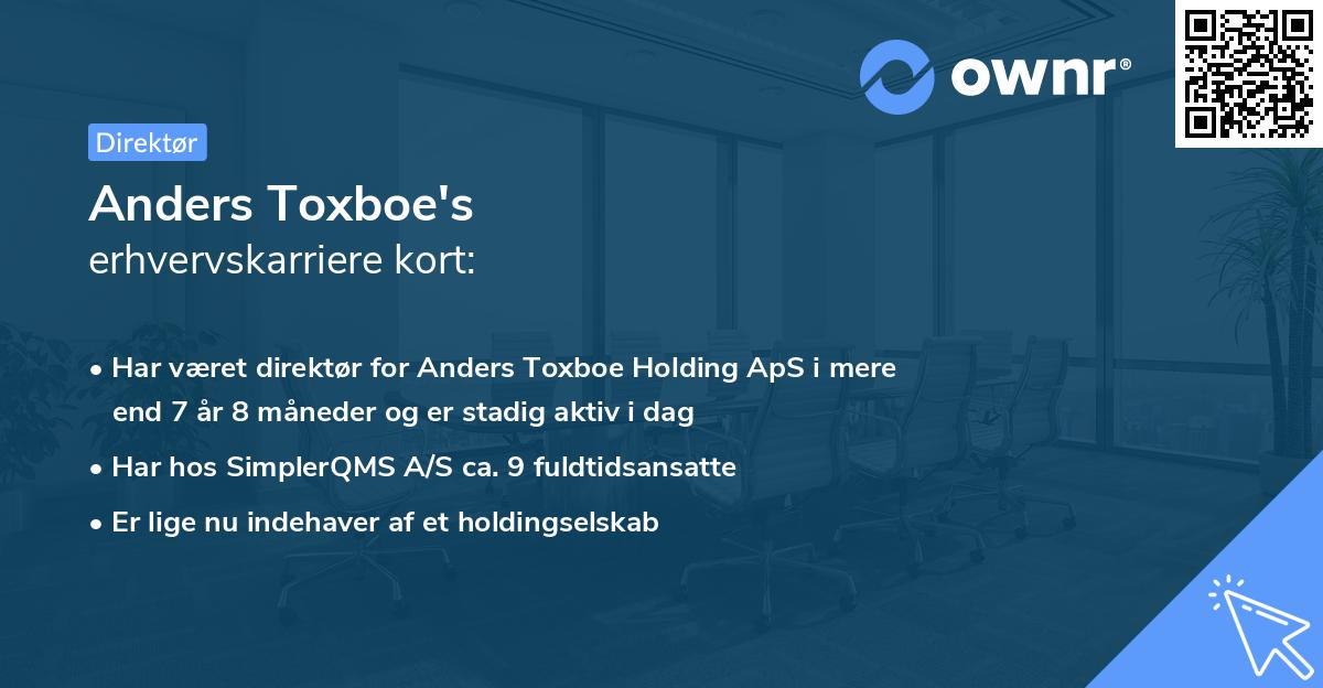 Anders Toxboe's erhvervskarriere kort