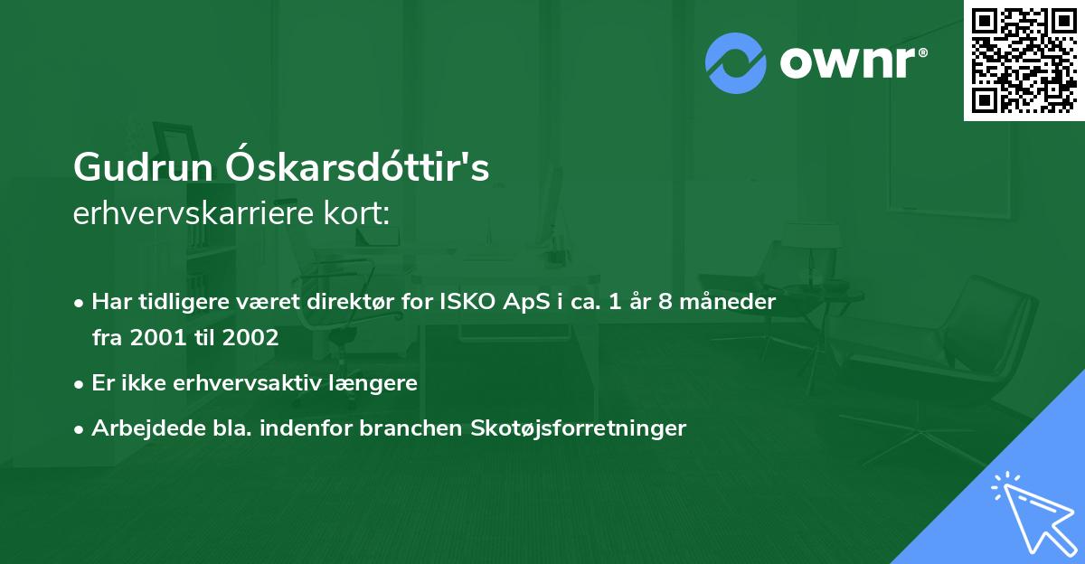 Gudrun Óskarsdóttir's erhvervskarriere kort