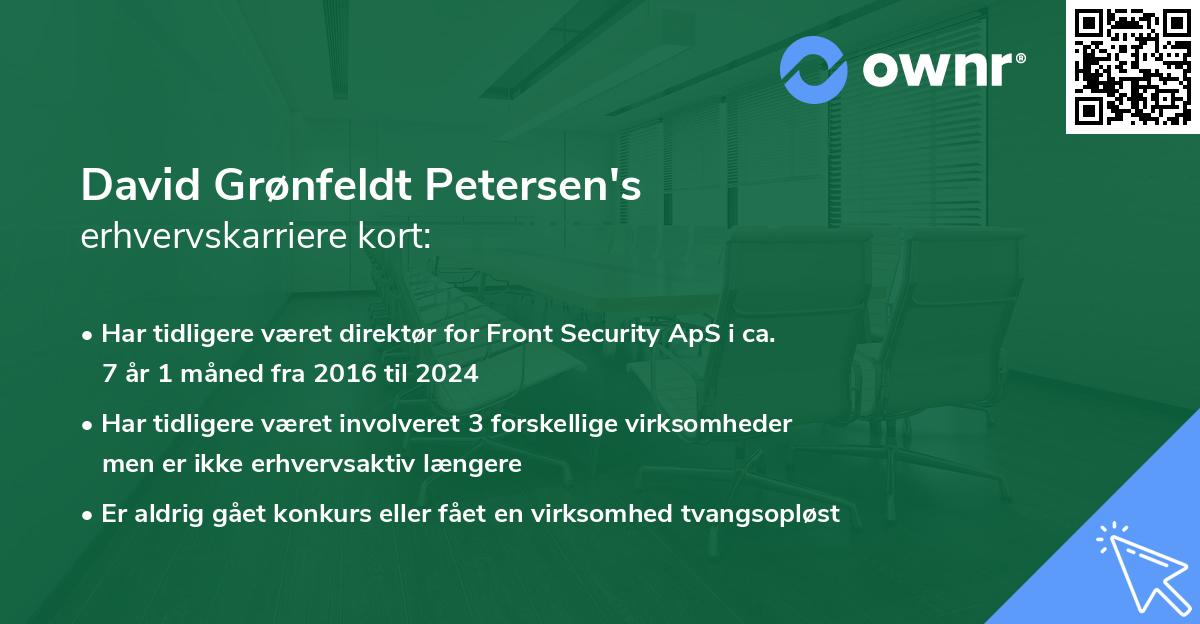 David Grønfeldt Petersen's erhvervskarriere kort