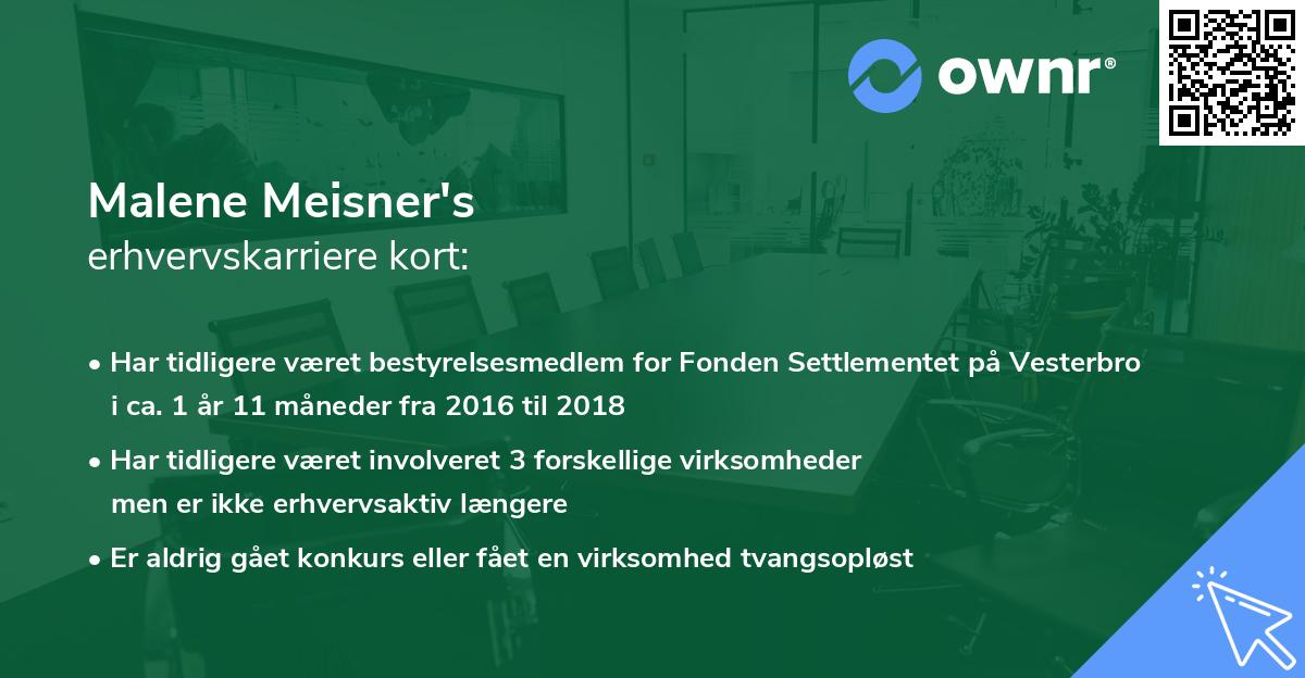 Malene Meisner's erhvervskarriere kort