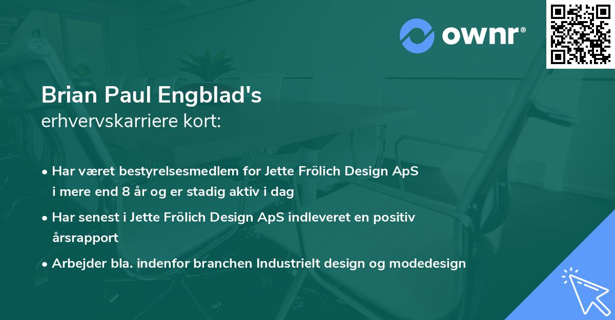 Brian Paul Engblad's erhvervskarriere kort