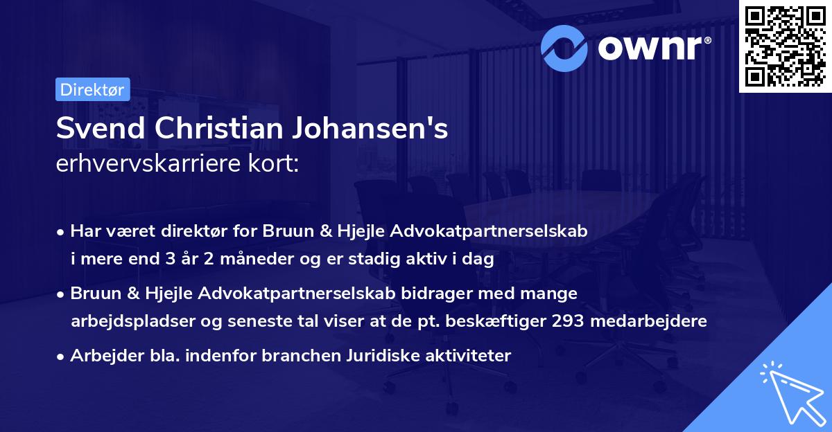 Svend Christian Johansen's erhvervskarriere kort