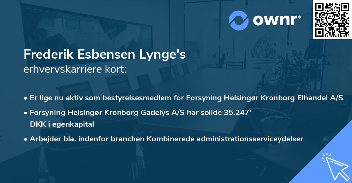 Frederik Esbensen Lynge's erhvervskarriere kort