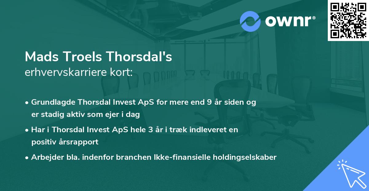 Mads Troels Thorsdal's erhvervskarriere kort