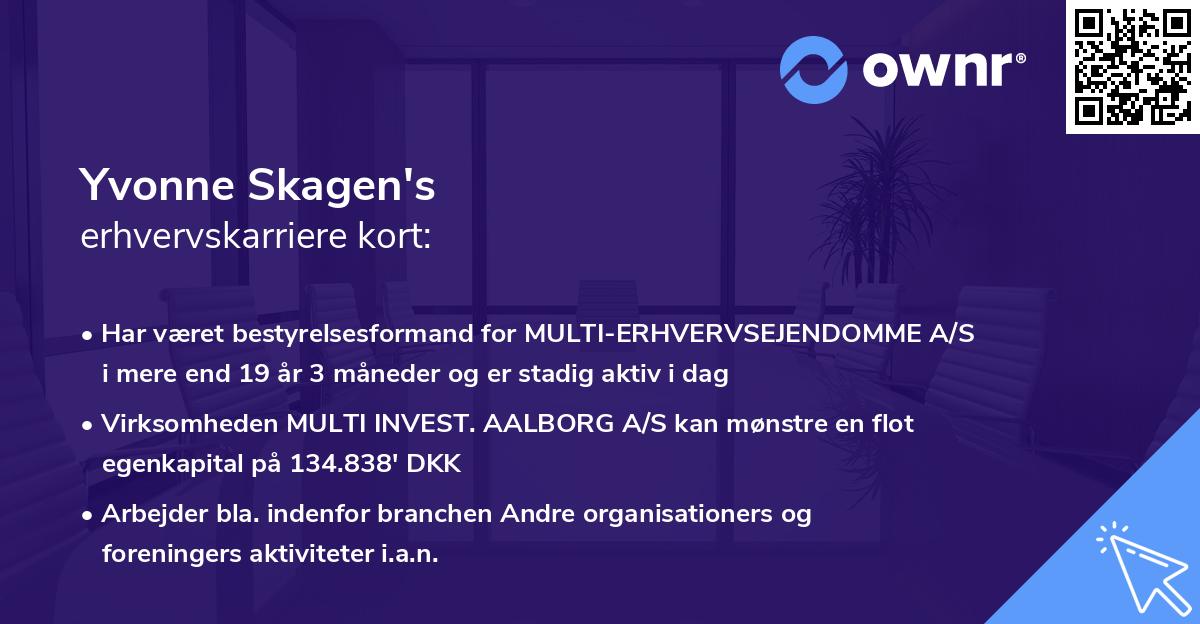 Yvonne Skagen's erhvervskarriere kort